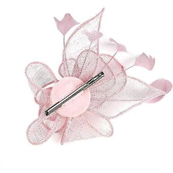 Fascinatorer for kvinner Bryllupsfascinator Hatt Blomst Mesh Fjær Hodebånd Rosa
