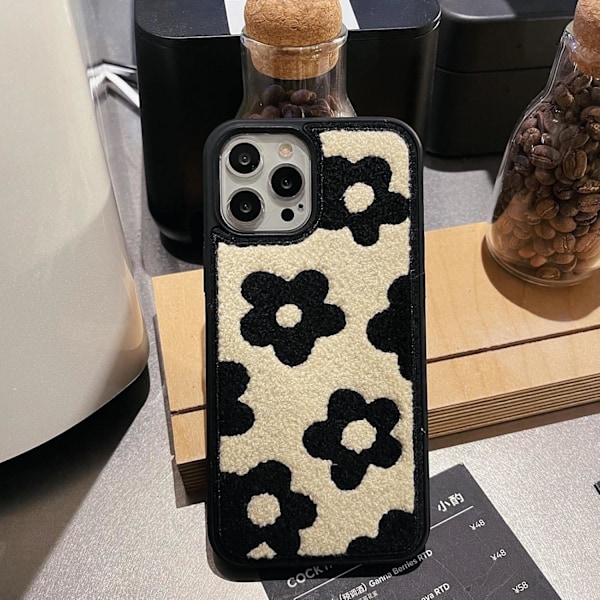 Kompatibel med iPhone 13 Pro Mjuk Textur Söt Blomma Tyg Skydd