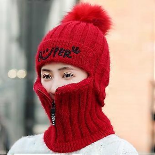 2-pack Hatt Dam Vinter Stickad Öronskydd Ullhatt Varm Tjock Sammet Koreansk Version Trendig Höst Och Vinter Ridning