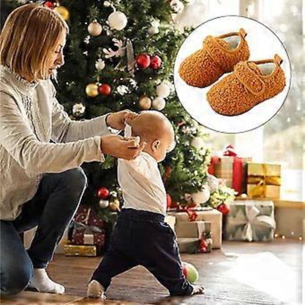 1 par Unisex Barn Tofflor Strumpor, Konstgjorda Ulltofflor med Halkfri Gummisula (Inre längd 12.5cm)