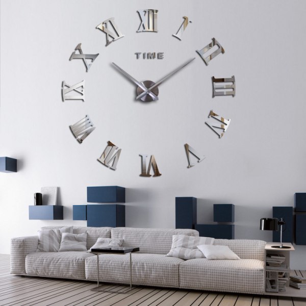 DIY 3D Wall Clock Modern Mute Large Wall Clock XXL Mirror Sticker