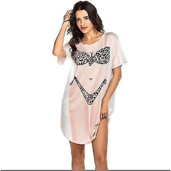 Women's Bikini Shirt Cover Up Short Sleeve Cute Bikini Print Cover-up Baggy T Shirt Dress Fun Wear(m e)