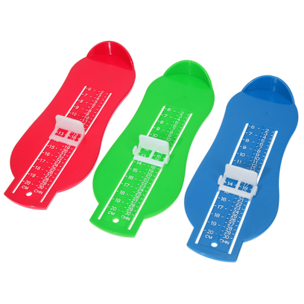 5PCS Pedometer Voksen og Barn - Skostørrelse Mål Fot Måleinstrument for å Bestemme Skostørrelse 2 til 30(Rød/Grønn/Blå/Gul/Rosa)