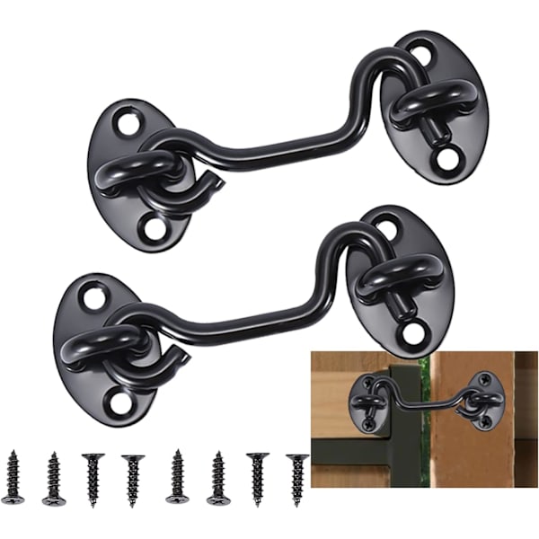 2 kpl. Cabin Hook Ovi Lukko, Musta Ruostumaton Teräs Ovi H