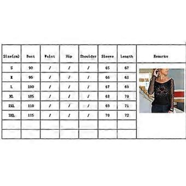 Dame Mesh Langærmet Skjorte Casual Rundhals Sheer Mesh Polka Dot Bluser Toppe (S farve 03)