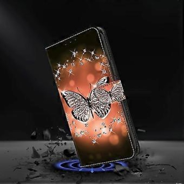 Wallet Case til Samsung Galaxy A52 4G/5G/A52s 5G, PU Læder Stand 3D Mønster Print Telefon Cover (Crystal Butterfly)