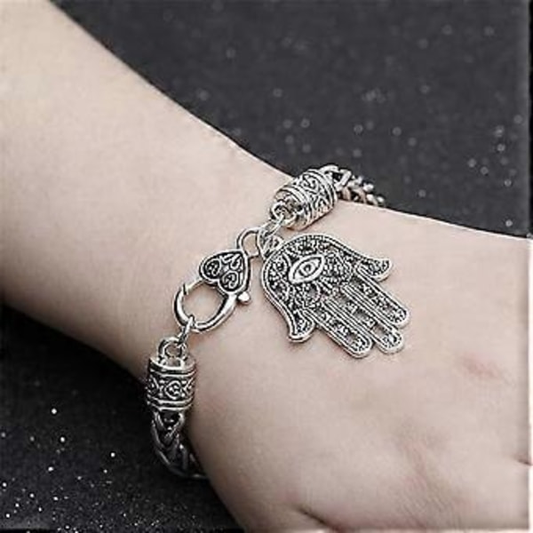 Hamsa-käsi Fatima-hopeakorun - Paha silmä -suoja hopeapintainen seosriipus koru onnen ja menestyksen riipus ystävyys