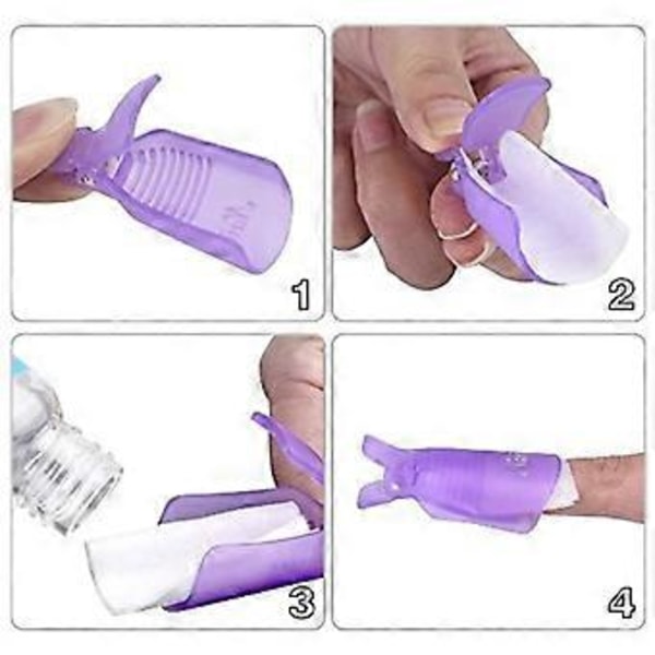 Soak Off Nagelklippar Remover Wrap Nagelverktyg, 10 st (Lila)