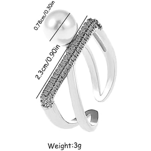 Shell Pearl Statement Ring för kvinnor flickor Imitation Pearls Cubic Zirconia Cross Open Band Promise Rings Comfort Fit Dai