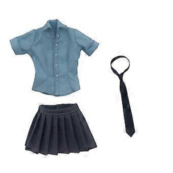 Actionfigurer Kjol 1/6 Skala Kvinnlig Skjorta Uniform Miniatyr Karaktär Kläder Hantverk Kläder Docka Slips för Klubb Studierum (Blå)