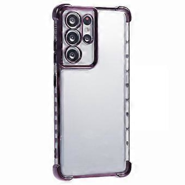 För Samsung Galaxy S21 Ultra 5G Transparent Skal TPU Baksida Telefonfodral Elektroplätering Kärlekshjärta (Stil D)