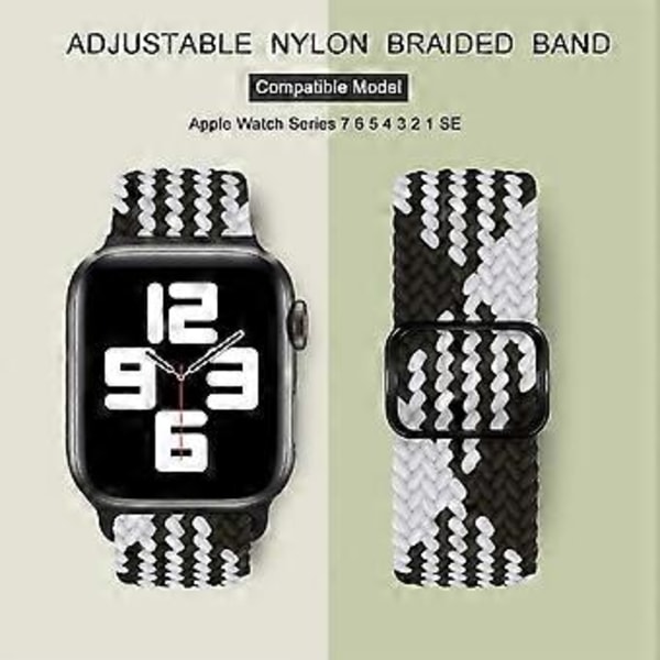Strækbare Nylon Solo Loop Bands Kompatibel med Apple Watch Band 45mm 44mm 42mm til Kvinder Mænd, Justerbar Elastisk Flettet Rem Sport Håndledsremme til iW