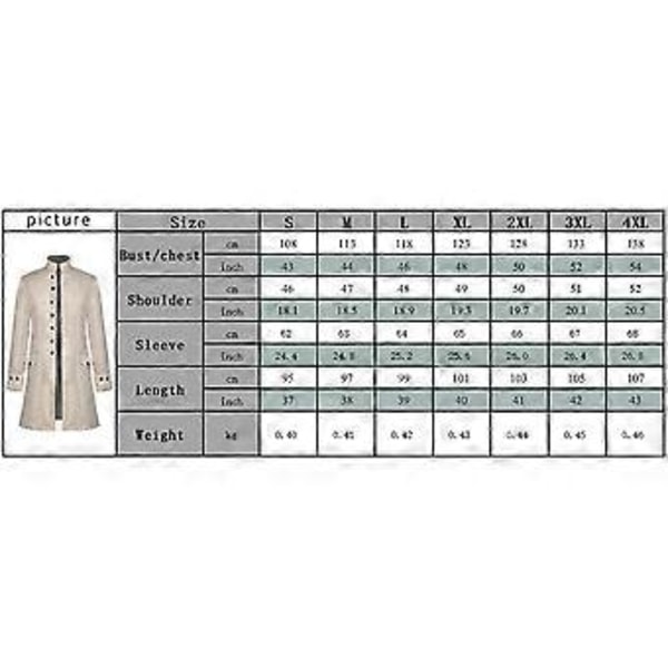 Miesten Takit Keskiaikainen Steampunk Vintage Takki Gootti Victorian Takki Karnevaali Cosplay Puku _a(4XL Musta)