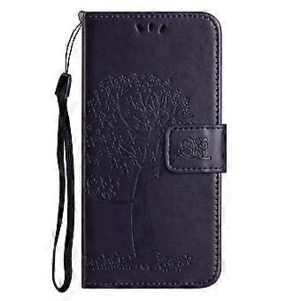 Til Motorola Moto G35 5G Etui PU Læder Ugle Træ Præget Pung Telefon Cover (Style B)