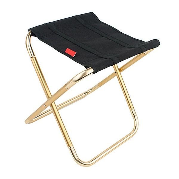 Portable Camp Chair Foldable Outdoor Chairs For Travel Picnic Camping Hiking Backpacking, Compact Traveling Foot Stool Gold Black