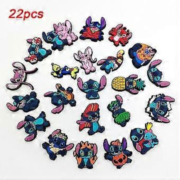 22 kpl Söpöjä Stitch Angel -sarjakuvahahmoja kenkäkoristeita, Crocs-puukenkien koristelu