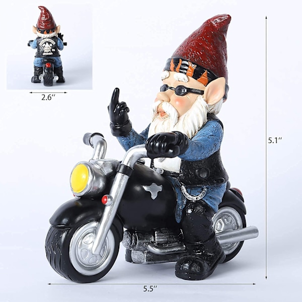 1 stk Blå Havegnom Motorcykel Statuer Pynt Udendørs Dekoration