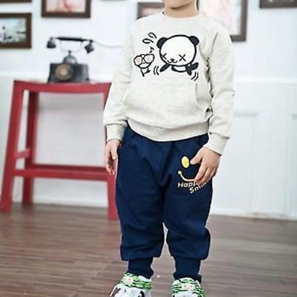 Barn Pojkar Casual Långa Byxor Tryckt Sweatpants Byxor (5-6 År Marinblå)
