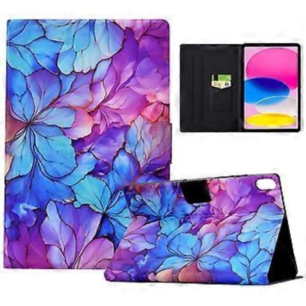 Etui til iPad (2025) / 10.9 (2022) med kortlommer, mønstret, stødsikkert læder tabletcover (Petal)