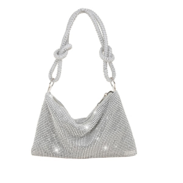 1 stk. Rhinestone Aften Taske Rhinestone Håndtaske - Sølv