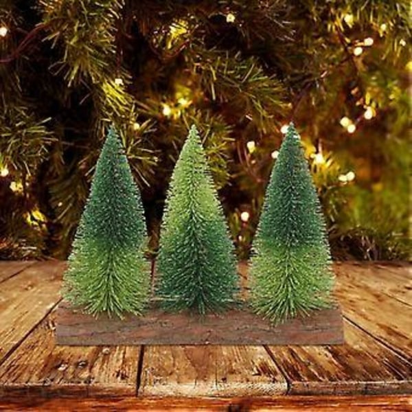 Mini Juletrær Miniatyr Juletrær med Trebase Juleborddekorasjon