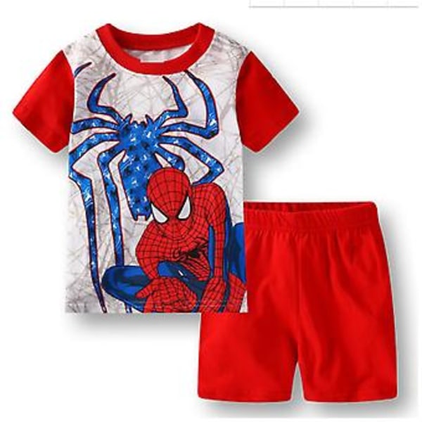 Superhjälte Spiderman Barn Pojkar Pyjamas Sovkläder Set Sommar T-shirt Shorts Kit (1-2 År C)