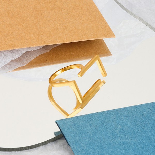 Unik rektangulær åpen ring for kvinner og jenter, gullbelagt, minimalistisk