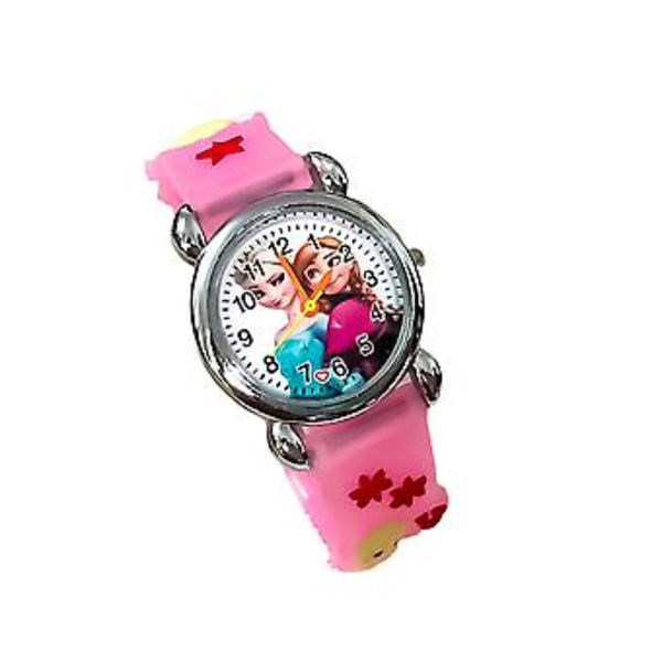Pige Frozen Elsa Anna Tegnefilm Ur Kvarts Håndleds Ur Gave (Pink)