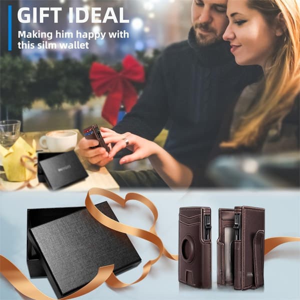 Mænds Smart Pop-Up Kortholder Pung Reddish-brown