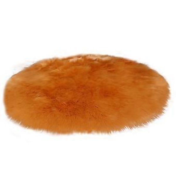 Nagelbord luddig matta, halkfri luddig rund matta plyschmatta (1,7 cm gyllengul)