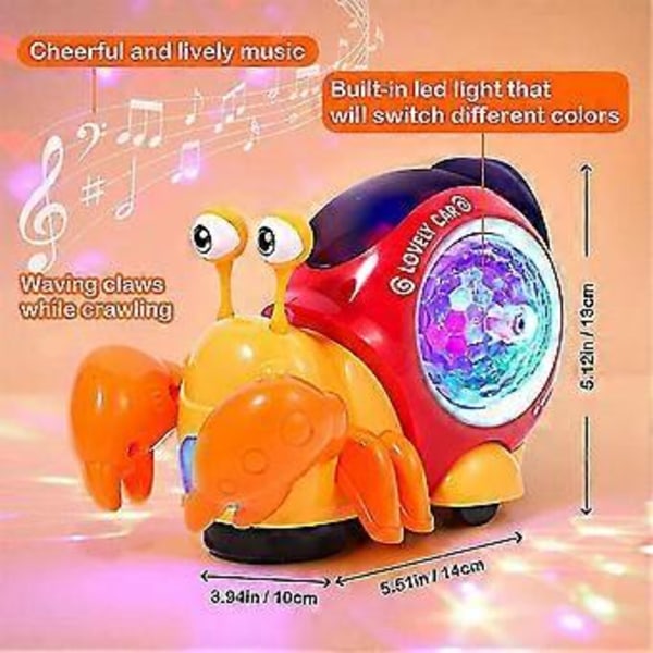 Skjutande Eremitkräfta Musikleksak Babyleksak Eremitkräfta Leksak Småbarn Elektrisk Belysning Skjutande Rörliga Leksaker Flerfärgad Valfri (Orange)