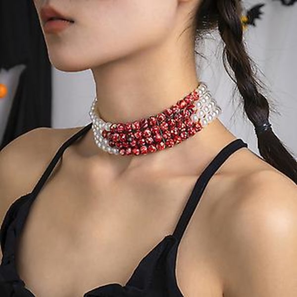 Goth-korut Veritippa Halloween Tekohelmi Veri Kerrostettu Kaulakoru Tupsu Choker Naiset Grunge Rock Asuste Esteettinen (A7)