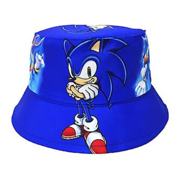 Barnas Sonic Trykte Bøttehatt Fiskehatt Sommerstrand Utendørs Solbeskyttelse Caps (C)