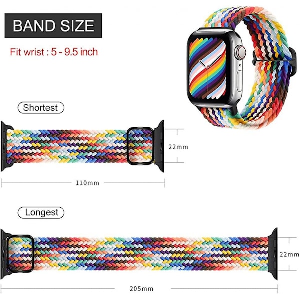 Elastiske nylon solo-løkkebånd kompatibel med Apple Watch-bånd 41mm 40mm