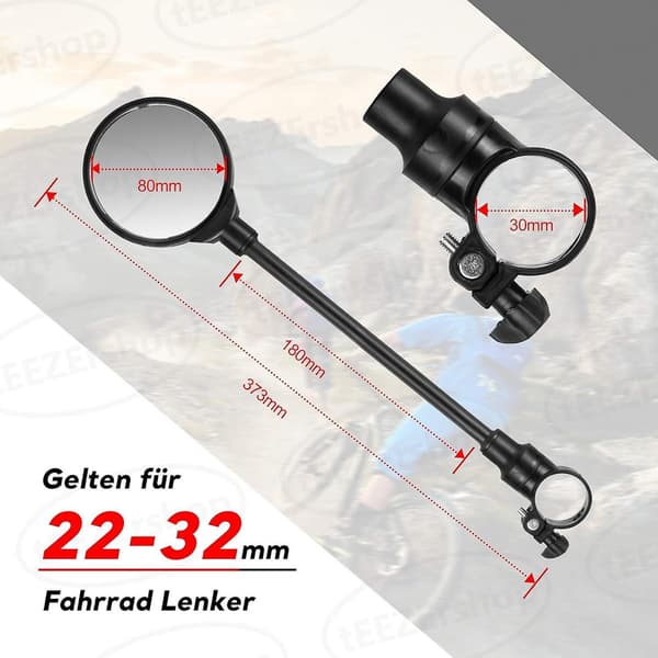 Set med 2 cykelbackspeglar för 22-32 mm styren, 3d säkerhet, 360