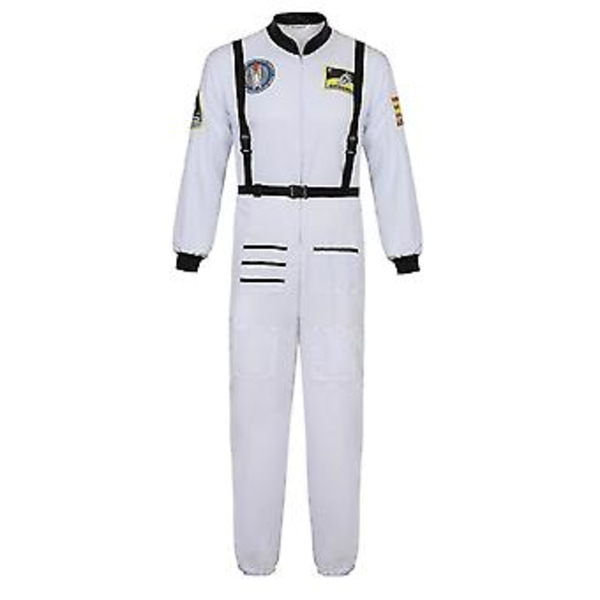 Astronautdräkt Rymddräkt För Vuxen Cosplay Kostymer Blixtlås Halloween Kostym Par Flyg Jumpsuit Plus Size Uniform-r (M Vit För Män)