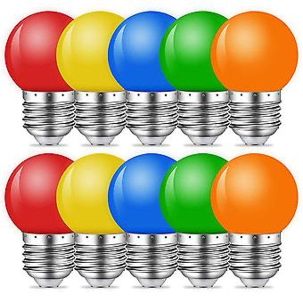 10-pack Färgade LED-lampor, 1W E27 G45 Glödlampor, Färgade LED-Mini-Globlampor, Blandade Färger för Utomhus- och Inomhussträngar, Jul, Fest{jkw} ( )