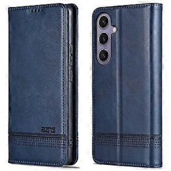 AZNS Fodral för Samsung Galaxy A56 5G, Kohudstextur PU Läder Plånboksfodral - Blå (Blå)