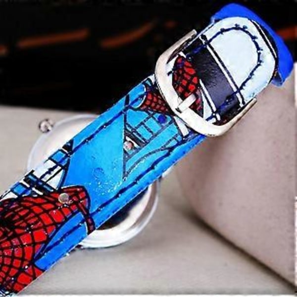 Barn Pojkar Spiderman Quartz Klocka Tecknad Konstläder Armbandsur Gåva (Blå)