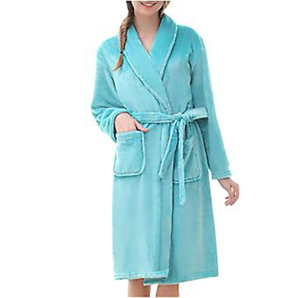 Plush Mjuk morgonrock för kvinnor och män, varm, fleeceflanell morgonrock pyjamas XL Himmelblå