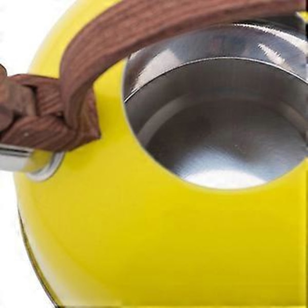Rustfrit stål tekedel til komfur, fløjtekedel 2,5 L med træhåndtag, multifunktionel