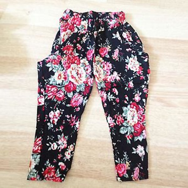 3 stk./sæt Børnetøjs Piger Sommer Tanktop Blomster Lange Bukser Pandebånd Outfit (4-5 år)