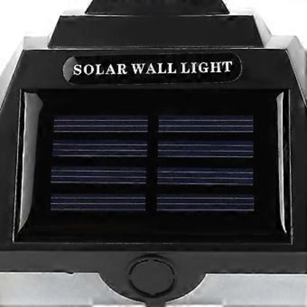 Solcellsdriven LED-vägglampa i retrostil med ljuskontroll, sconce-lampa för innergård, svart + vit