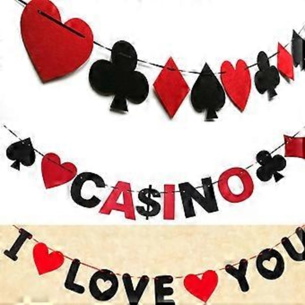 2 stk. 2M Poker Spil Banner CASINO Alfabet Spille Bunting Nonwovens Hængende Girland Kreativ Bar Casino Party Dekorationer