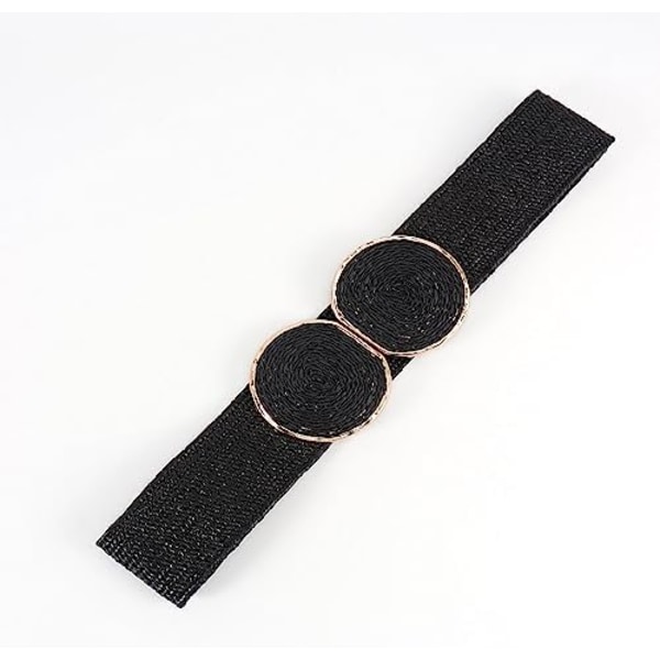 Kvinnors flätade tjocka bälte mode hålfri bred raffia hålfri elastisk strand chunky bälte för sommarklänning