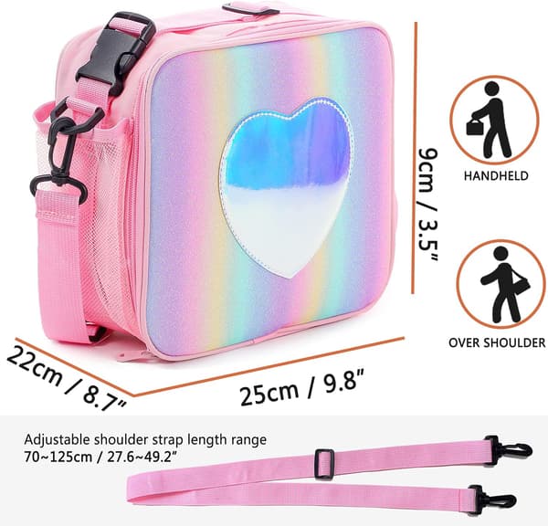 Lunsjpose Isolerte Lunsjboks for Jenter - Regnbue Tote Bag Leakpr