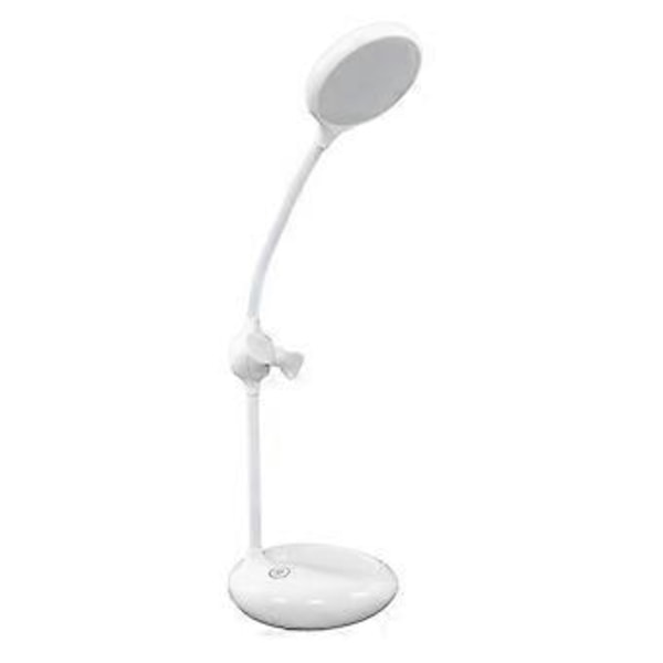 LED Skrivbordslampa Unik Fläktdesign 3 Dimningsnivåer 360° Flexibel Svanhals USB-laddning Multifunktionell Liten Skrivbordslampa