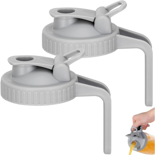 Mason Jar Hällpiplock för Bred Mun Mason Jars, Lufttät Mason Jar Pitcher Flip Cap Lock Med Handtag, Läckagesäker och Hållbar, 2-pack