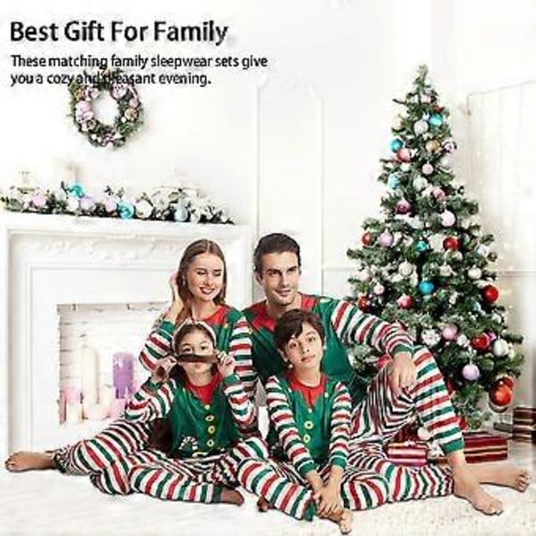 Familjematchande Julpyjamas Jultomte Tema Pyjamas Mamma Pappa Barn PJs Set Nattkläder Sovkläder (S Herr)