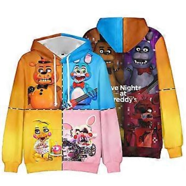 Five Nights at Freddy's 3D Printet Børne Hoodies Hættetrøje Casual Sweatshirt Langærmet Trøje Jumper Tops (8-9 År A)